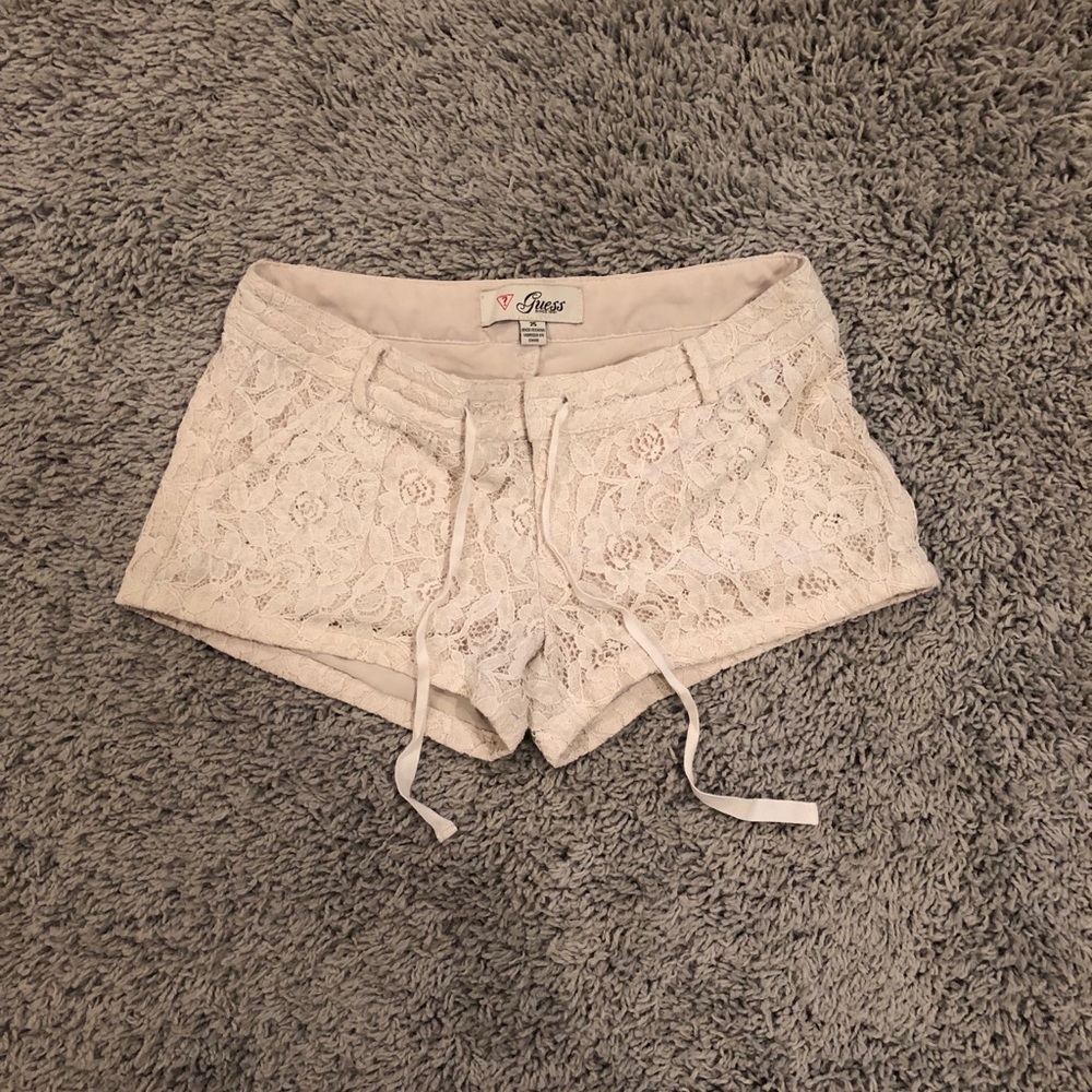 GUESS White Floral Mesh Shorts
